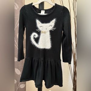 Gymboree | Cat knit dress | Size 6 | Black, white, gold